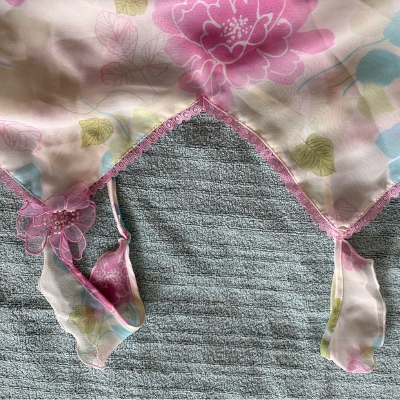 NEW California Dynasty Floral Sheer Full Slip SMALL Floral Chiffon Beaded detail - Picture 8 of 10